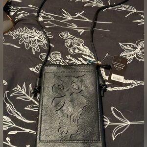 Black Crossbody Bag with Owl Design